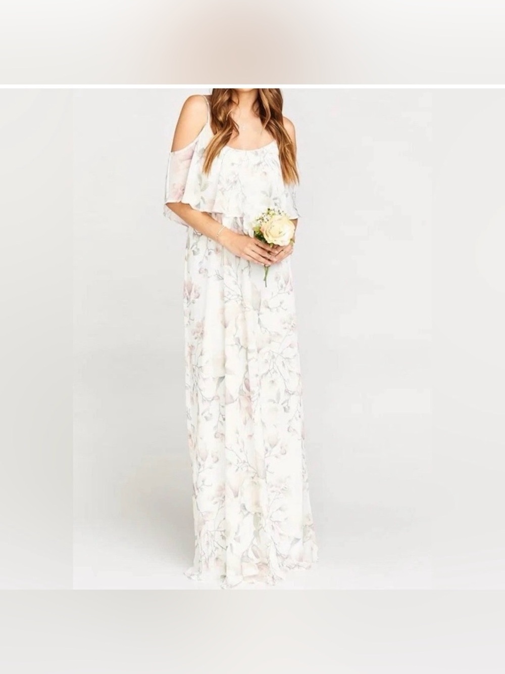 Show Me Your MuMu White Floral Cold-Shoulder Maxi Dress Size S